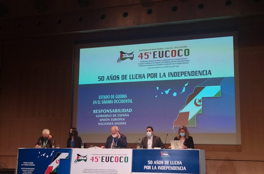  Europeos apoyan lucha saharaui por su independencia y denuncian a Francia por su apoyo a Marruecos en su aventura colonialista. Resolución final 45 Conferencia EUCOCO.